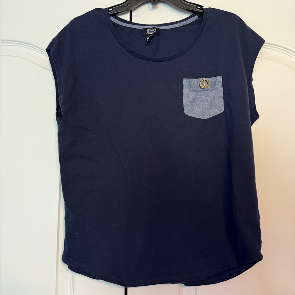 Jones New York Large Navy Blue Blouse with Pocket